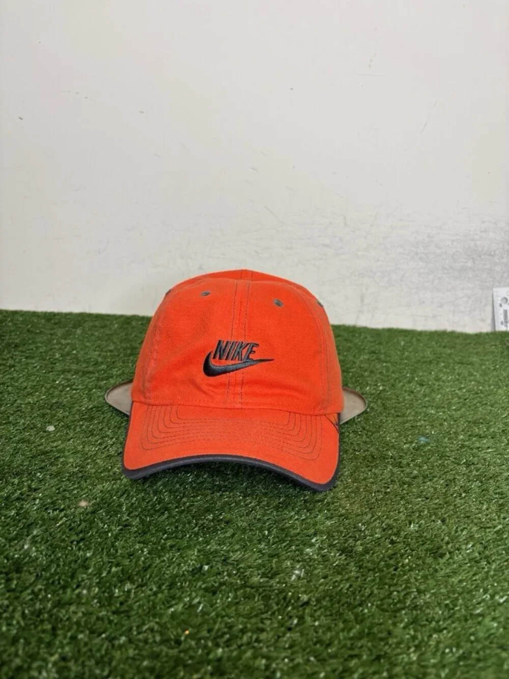 Vintage Nike hat cap fitted small S/M orange gray lighweight Y2K air golf mens